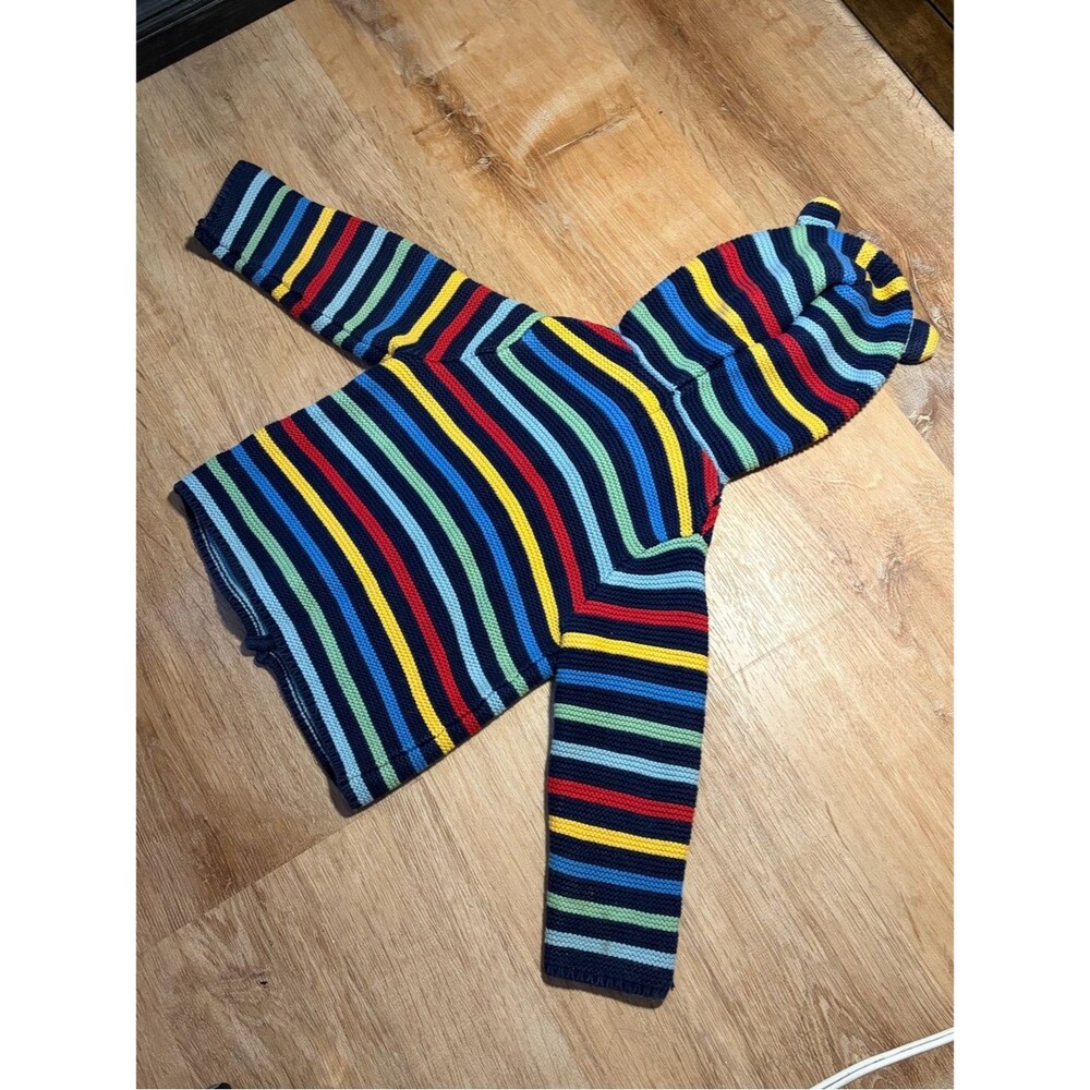 GAP Baby Navy Multicolor Striped Knit Bear Ear Sweater